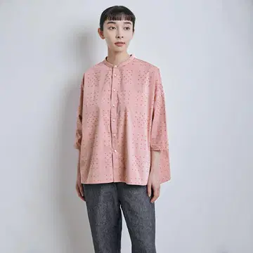 나카가와 마사시치 상점 꽃 격자 겉옷 셔츠 연분홍