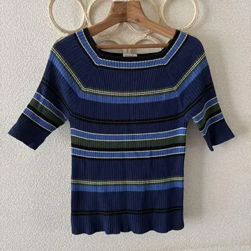steven alan 스티븐 앨런 리브 니트 보더 5부 소매
