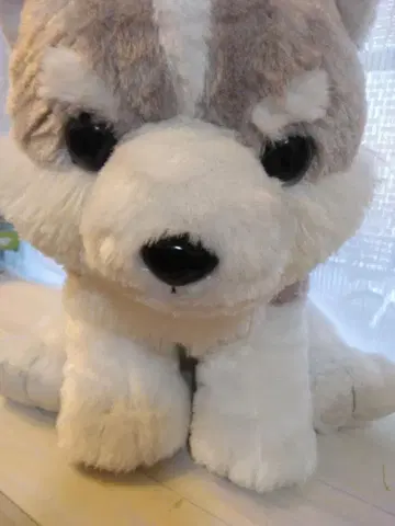개 모양 봉제 인형 그레이와 화이트