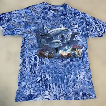 Sherry Vinison 돌고래 T셔츠 빈티지 90's 타이 다이