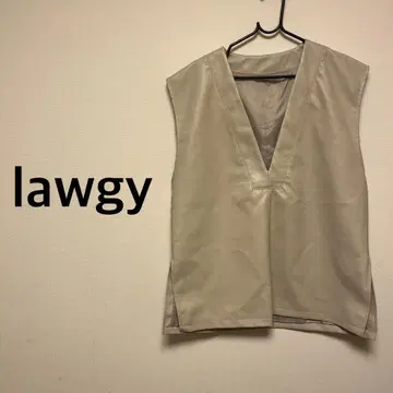 lawgy 라우지 V넥 가죽 베스트 아이보리