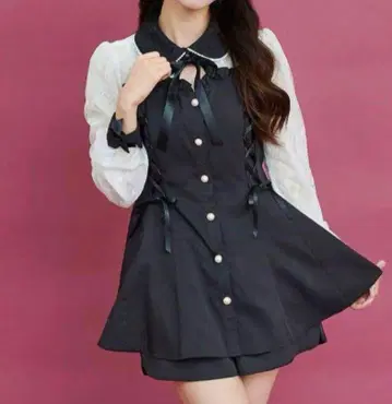 SecretHoney 뷔스티에 절개 긴팔 셋업