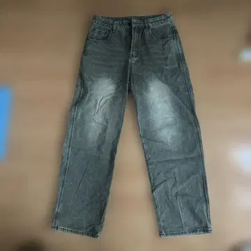 오일 워시 와이드 데님 팬츠 카키