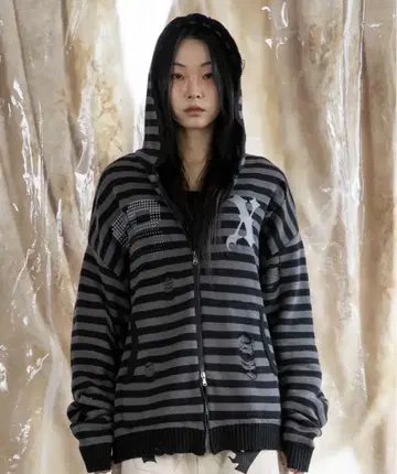 XTONZ 스트라이프 후드티