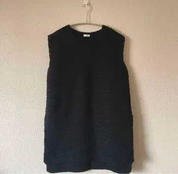 새상품급/SEEALL/롱 크로셰 베스트/BLACK