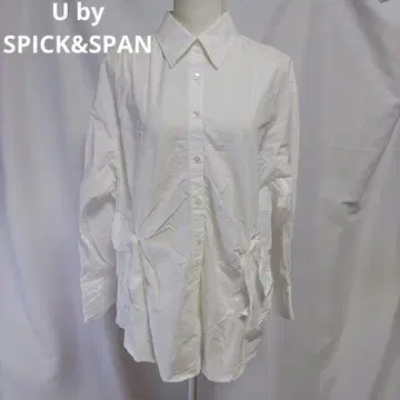 UbySPICK&SPAN 매듭 오버 셔츠 화이트 긴팔 허리 리본