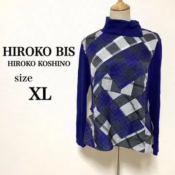 히로코비스 긴팔 셔츠 하이넥 넥 버튼 퍼플 XL 상당