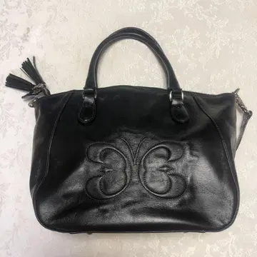 HANAE MORI 블랙 가죽 핸드백