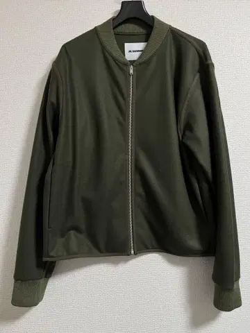 JIL SANDER 플란넬 울 집업 봄버 자켓 46 카키