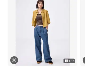 새상품 택 포함 GU 데님 턱 트라우저 L