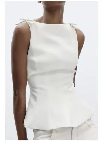 ZARA 페플럼 리본 상의