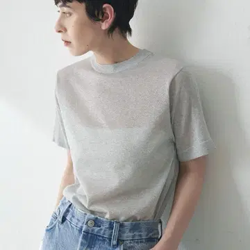윔 가젯 라메 풀오버 실버 반팔 썸머 니트 시어