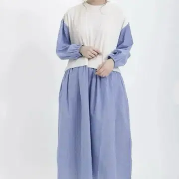 사만사 모스모스 케이블 무늬 자카드 도킹 원피스 (블루)