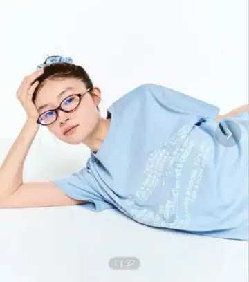 스카이블루 반팔 T셔츠 여성용