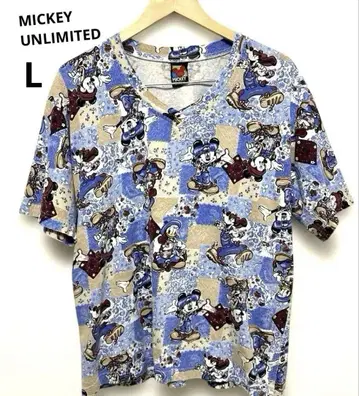 90s MICKEY UNLIMITED 미키 올 패턴 T셔츠 Disney