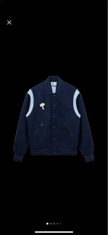 SG Gingham Check Stadium Jacket(Navy)