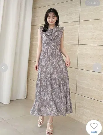 SNIDEL 플리츠 프린트 원피스 그레이 0 사이즈