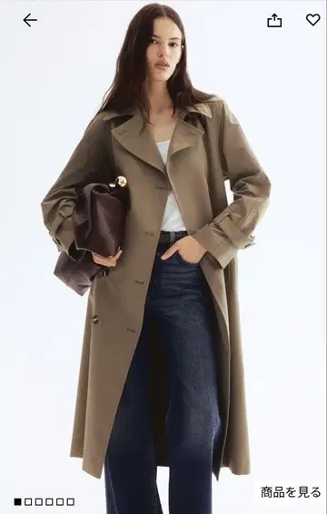 h&m 카키 트렌치코트 더블 브레스트