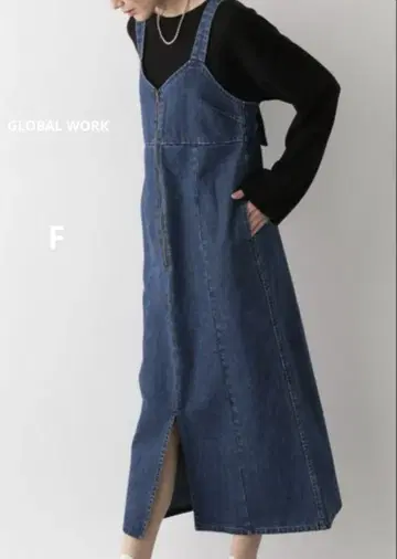 GLOBAL WORK GOOD 데님 점프 스커트 데님 살로펫 F
