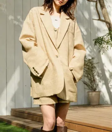 mideal design tweed over jacket 베이지