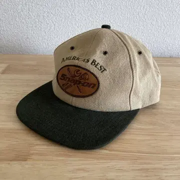 90's USA제 snap-on 6 패널 cap 베이지 x 다크 그린