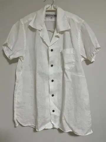 individualized shirts 반팔 린넨 셔츠 화이트