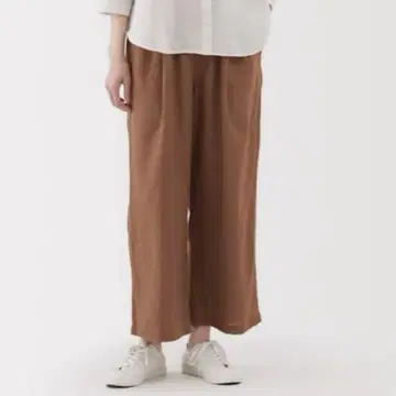 무인양품 린넨 이지 와이드 팬츠 다크 오렌지 S