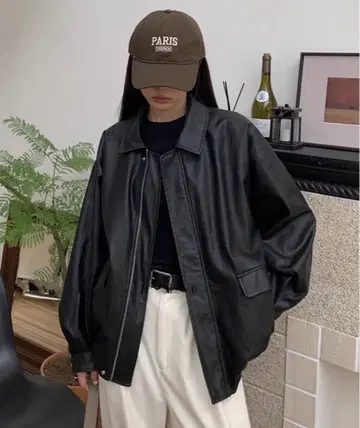 INASTUDIOS 심플 페이크 가죽 자켓 여성용