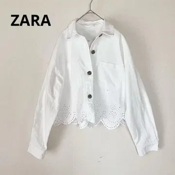 ZARA 자라 컷워크 자수 데님 자켓 화이트 S