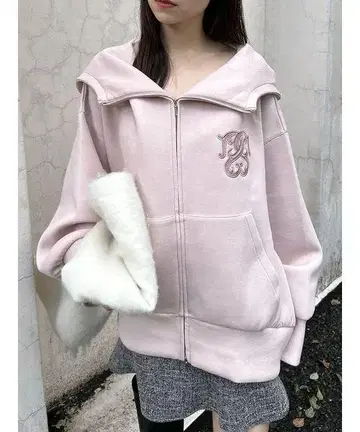 스나이델 볼륨 후드티 핑크