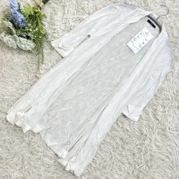 이네드 화이트 가디건 비침 오부 소매 M 사이즈 겉옷 심플