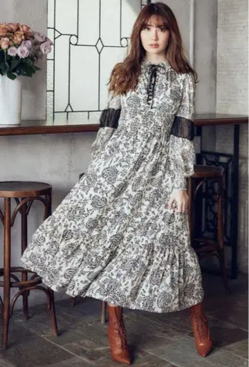 Winter Floral Long sleeve Dress herlipto