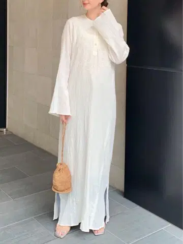 TODAYFUL 자수 거즈 드레스 자수 롱 원피스 38