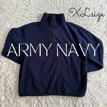 ARMY NAVY 플리스 하이넥 하프 지퍼 네이비 USA 구제 의류