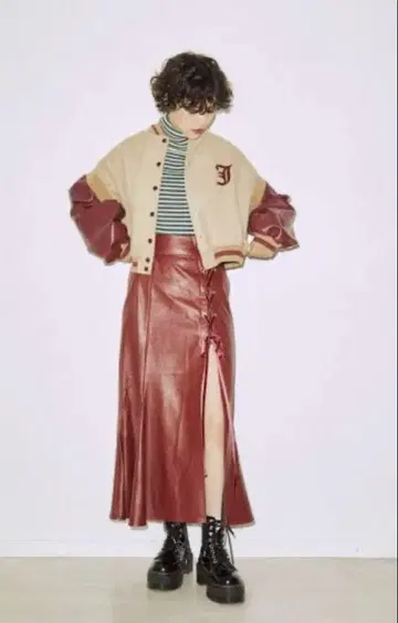 jouetie 레이스업 머메이드 스커트 빨간색