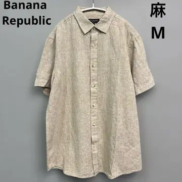 바나나 리퍼블릭 린넨 반팔 셔츠 린넨 베이지 M