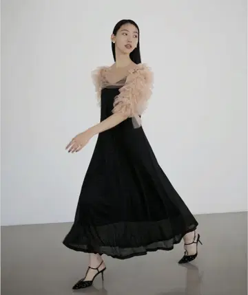 티어드 프릴 튤 볼레로 원피스 드레스