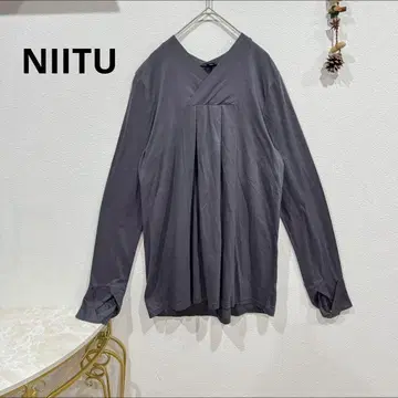 NIITU 카슈쿨 롱 슬리브 T셔츠 플리츠 그레이