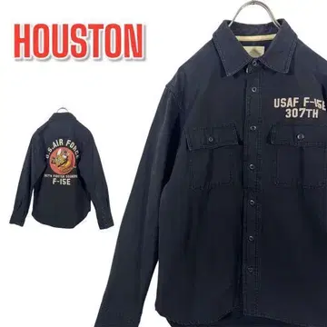 [ 레어 ] 휴스턴 밀리터리 긴팔 셔츠 블랙 페이드 F-15E 자수