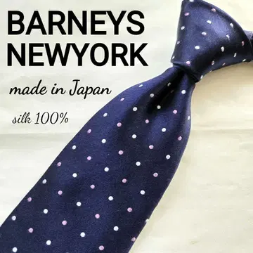 BARNEYS NEWYORK 실크 네이비 도트 무늬 넥타이 일본제