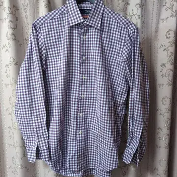 가마쿠라 셔츠 깅엄 체크 셔츠 퍼플