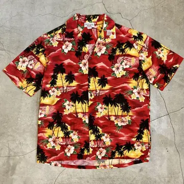 90s 하와이 USA제 빈티지 알로하 셔츠 Hawaii 빨간색 XL