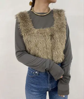 오메카시 시어 플라이스 풀오버 차콜 그레이