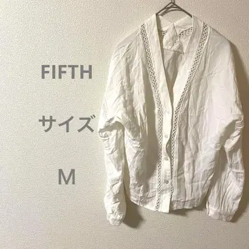 FIFTH 화이트 레이스 장식 긴팔 셔츠