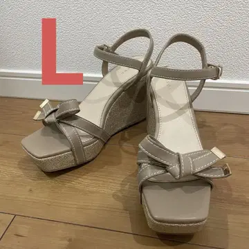 란다 스티치 x 리본 웨지 샌들 24.5cm 그레이지 L 사이즈
