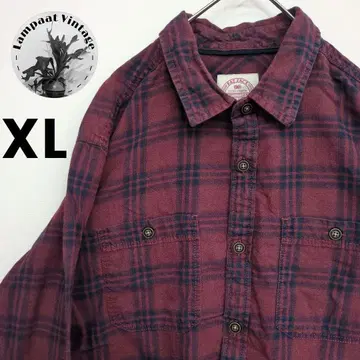 US 구제 의류 플란넬 셔츠 FAT FACE 와인 레드 네이비 XL