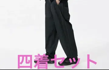 블랙 와이드 팬츠 포켓 부착