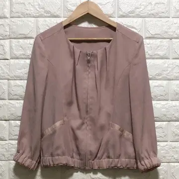 언타이틀 얇은 소재 시어 블루종 7부 소매 더스티 핑크 S