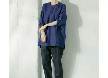 카구레 칠소매 셔츠 코튼 린넨