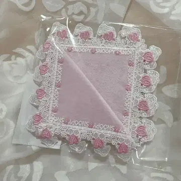 치카자와 레이스 스누피 레이스 손수건 핑크